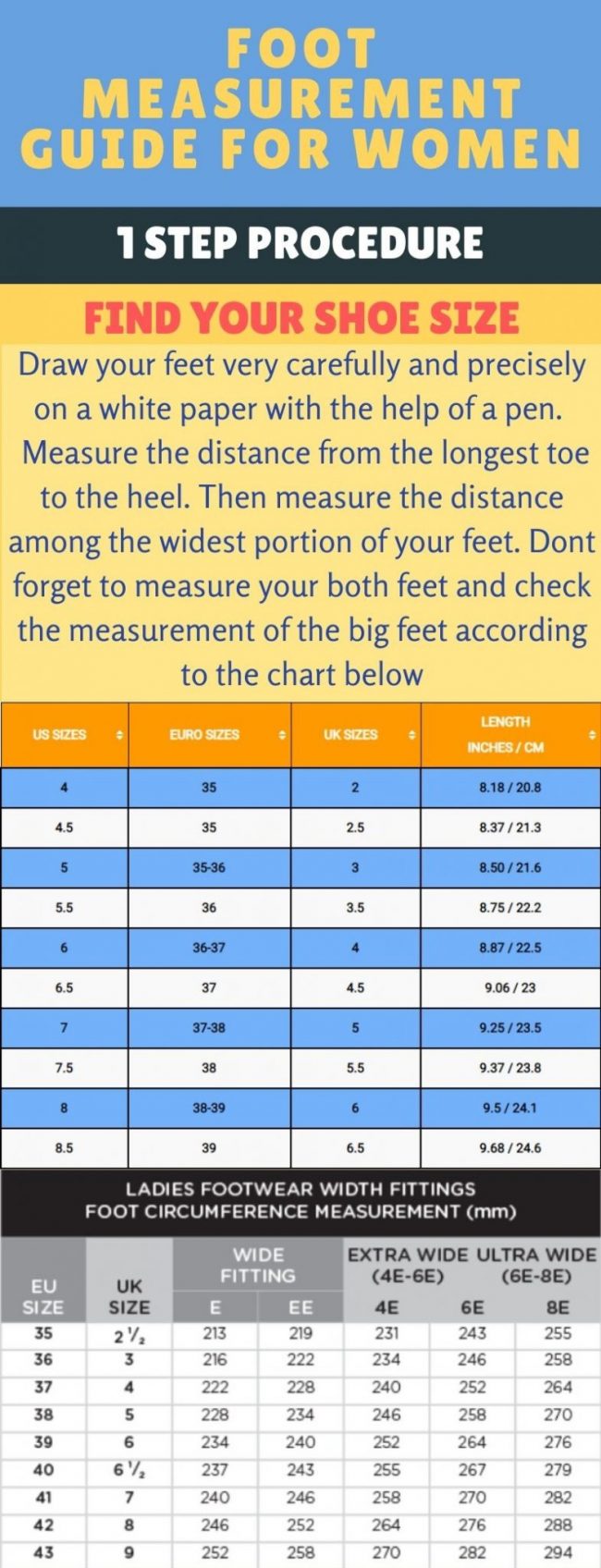 Wide Foot Measurement Guide for women